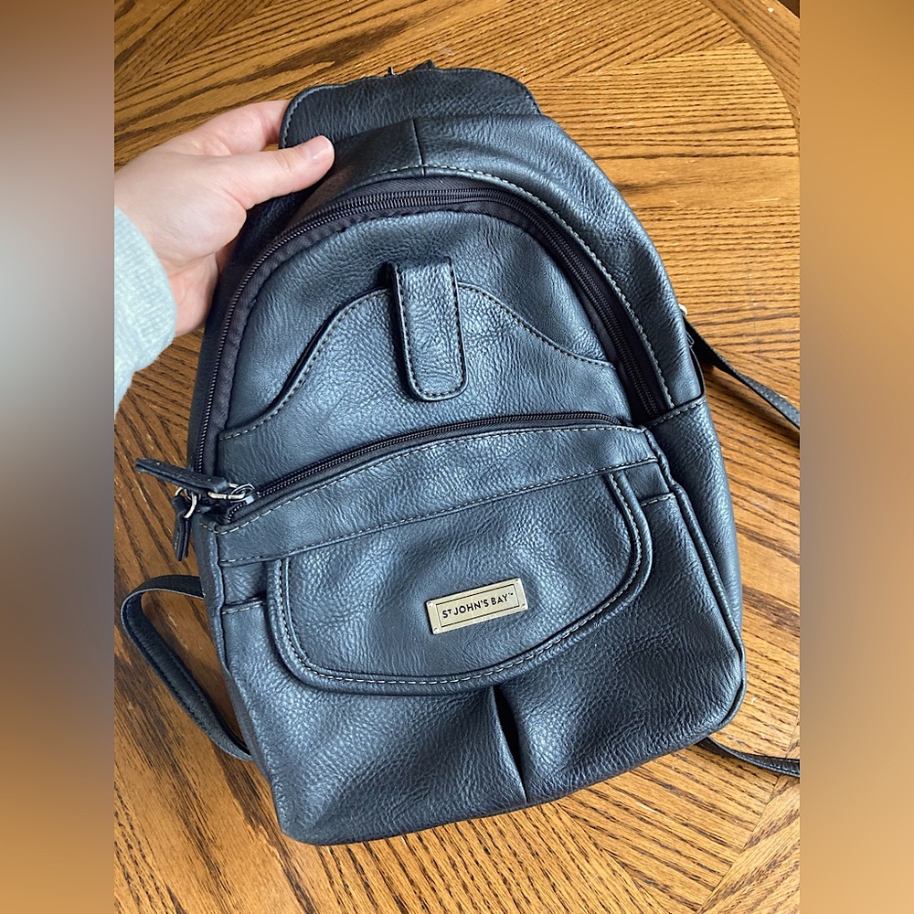 St. John’s Bay Mini Faux Leather Backpack in Black